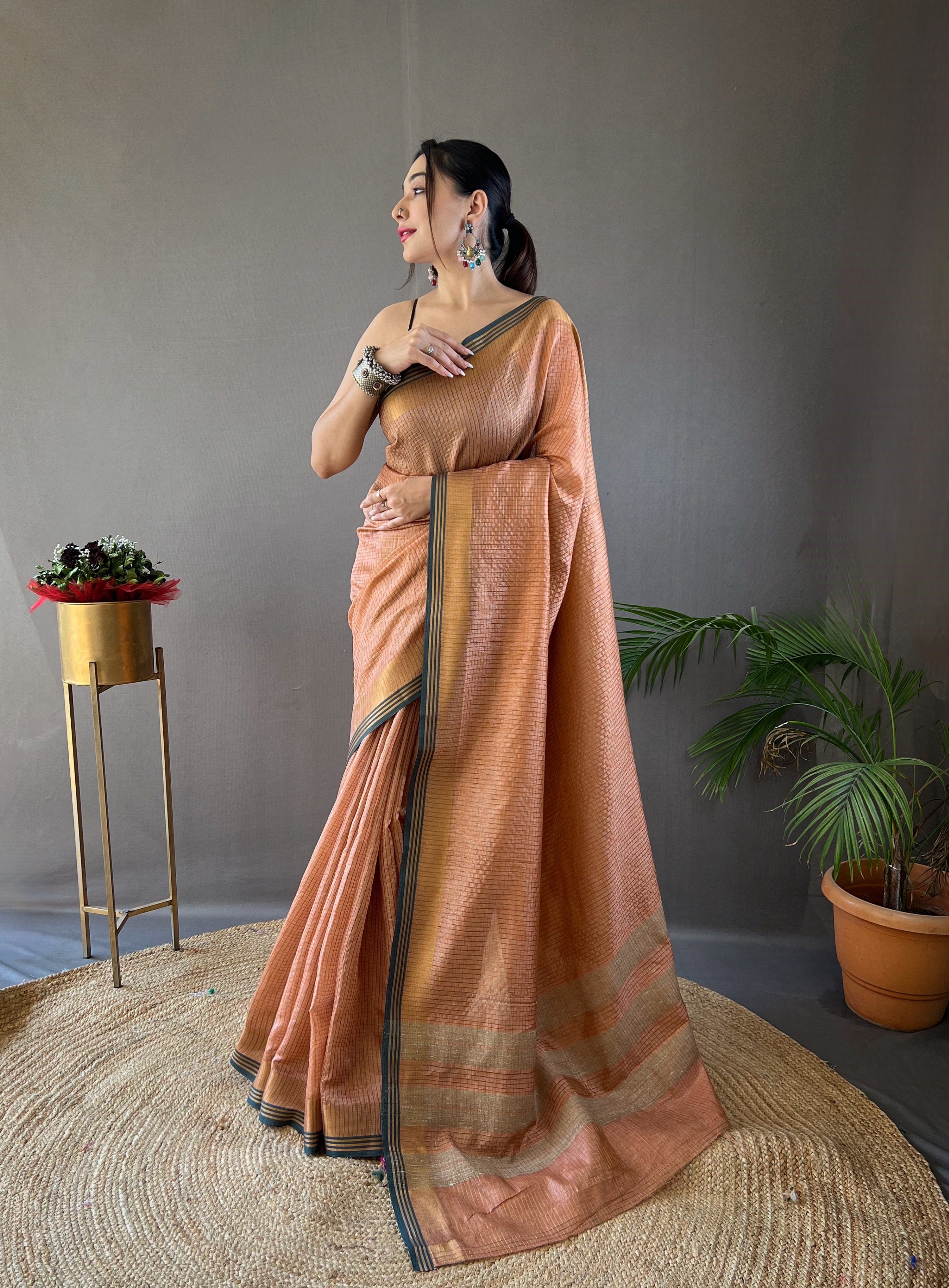 Blissful Beige Color Soft Silk Saree