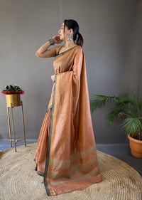 Blissful Beige Color Soft Silk Saree