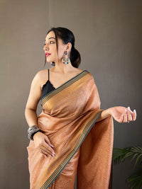 Blissful Beige Color Soft Silk Saree