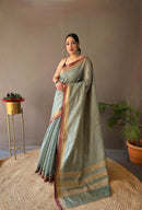 Whimsical Sea Blue Color Soft Silk Saree