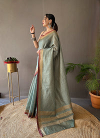 Whimsical Sea Blue Color Soft Silk Saree