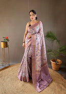 Opalescent Light Pink Color Soft Silk Saree with Digital Printed Designs