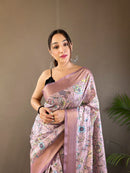 Opalescent Light Pink Color Soft Silk Saree with Digital Printed Designs