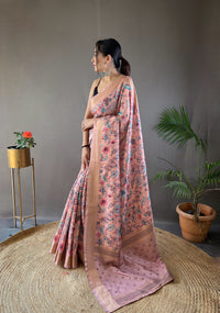 Vibrant Peach Color Soft Silk Saree with Digital Printed Designs