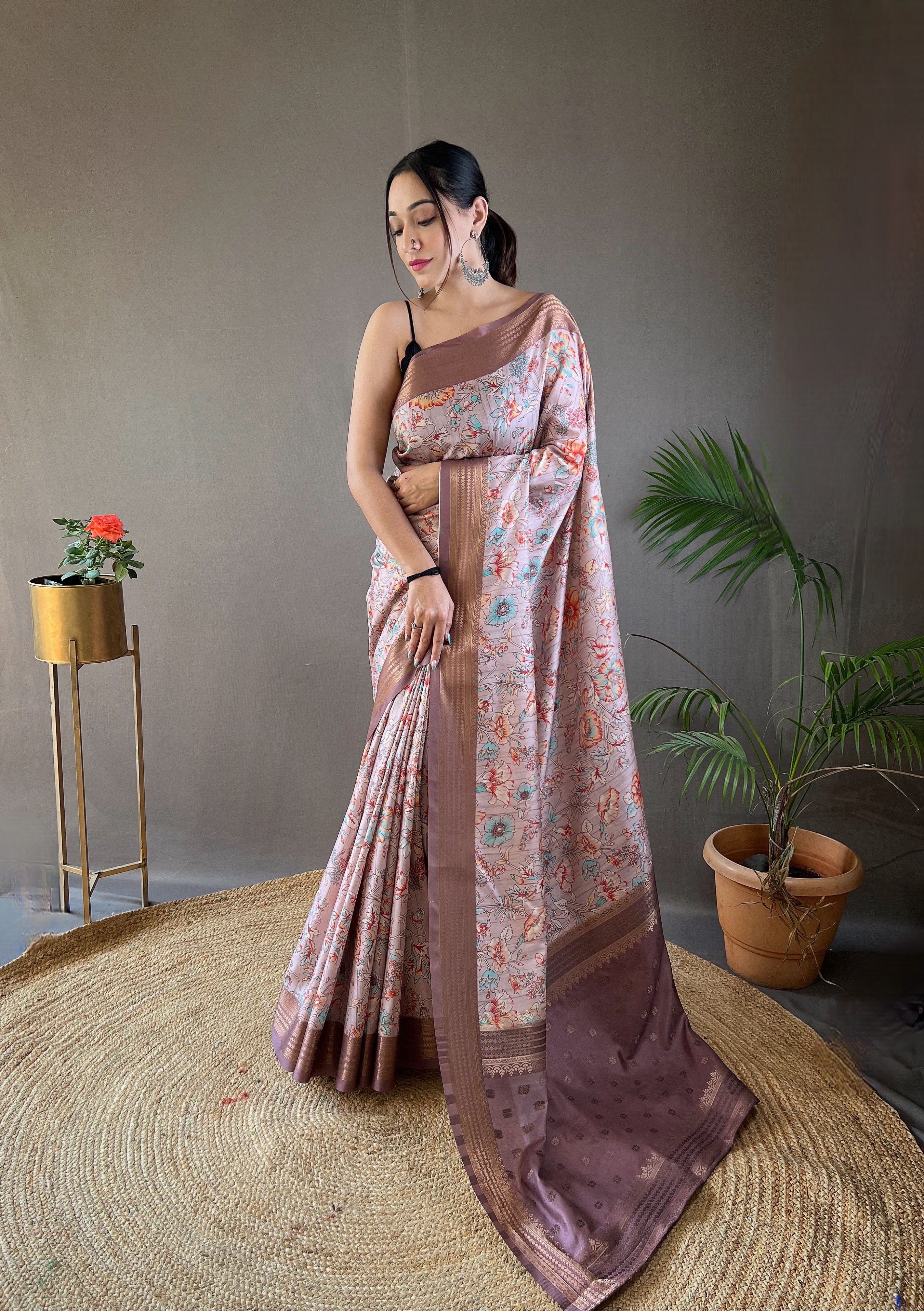 Winsome Lavender Color Soft Silk Saree with Digital Printed Designs