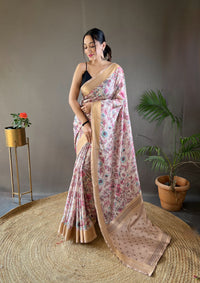 Exotic Cream Color Soft Silk Saree with Digital Printed Designs