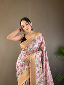 Exotic Cream Color Soft Silk Saree with Digital Printed Designs