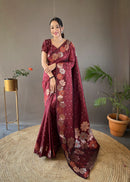 Radiant Maroon Color Soft Silk Saree