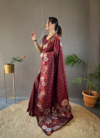 Radiant Maroon Color Soft Silk Saree