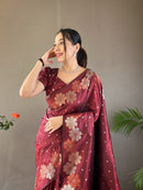 Radiant Maroon Color Soft Silk Saree