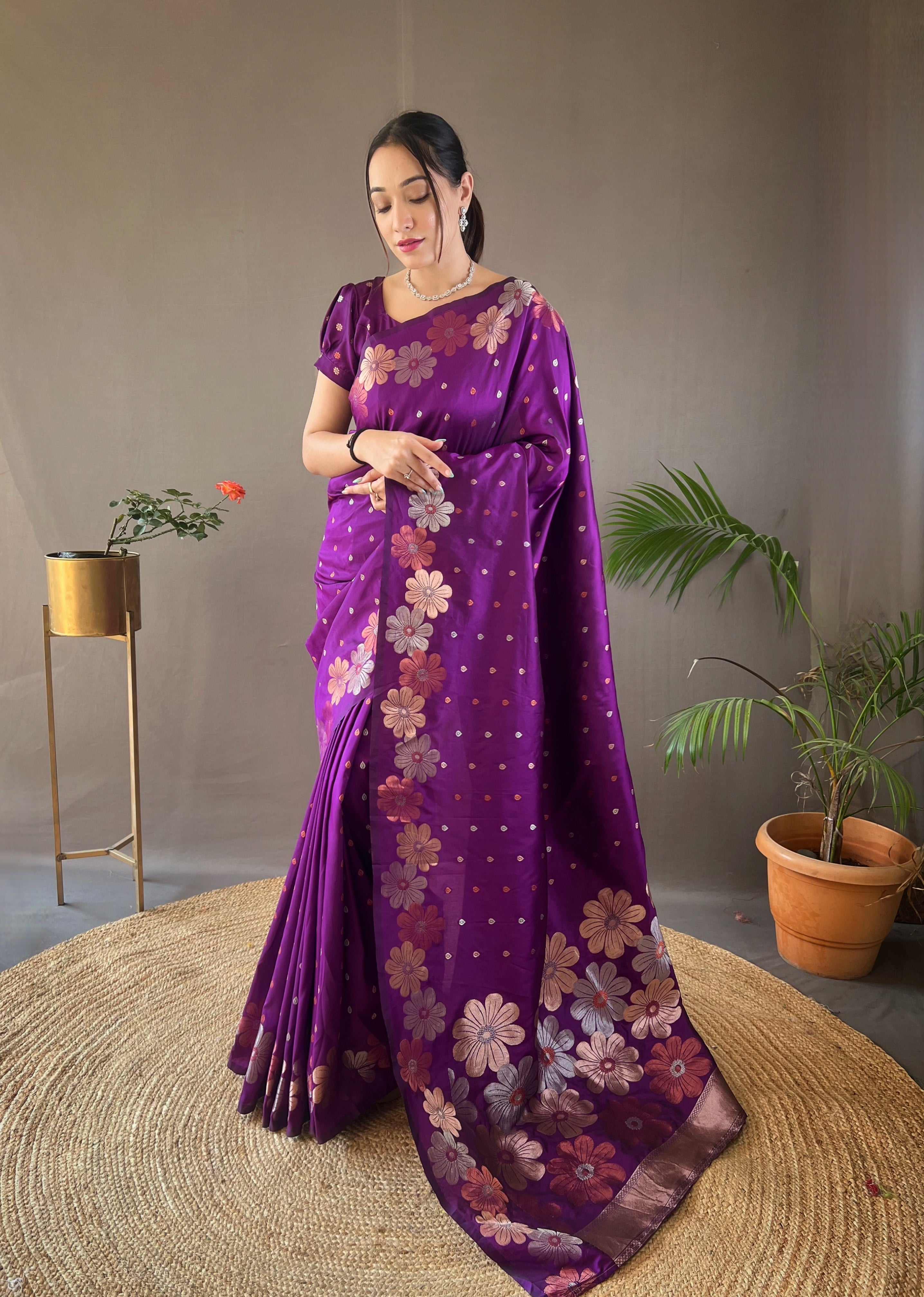 Mystical Purple Color Soft Silk Saree