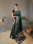 Opalescent Green Color Soft Silk Saree