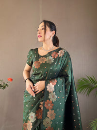 Opalescent Green Color Soft Silk Saree