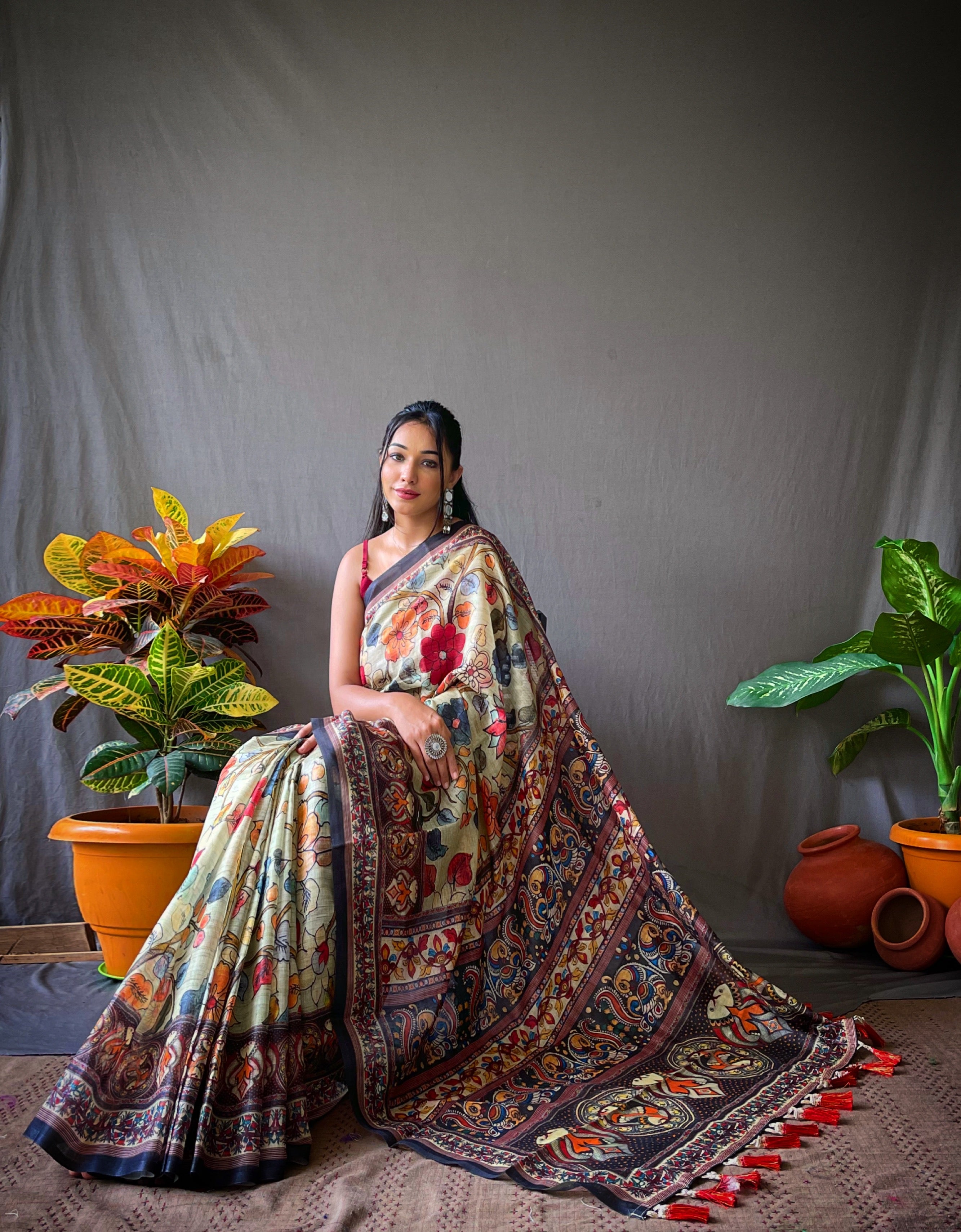 Captivating Pista Green Color Cotton Saree with Kalamkari Digital Printed Designs