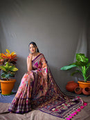 Exquisite Peach Color Cotton Saree with Kalamkari Digital Printed Designs