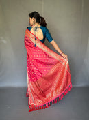 Majestic Peach Color Banarasi Silk Saree