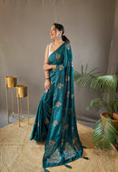 Radiant Rama Green Color Soft Silk Saree