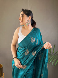 Radiant Rama Green Color Soft Silk Saree