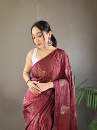 Dazzling Maroon Color Soft Silk Saree