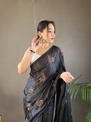 Gorgeous Black Color Soft Silk Saree