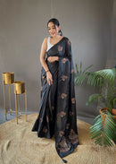 Gorgeous Black Color Soft Silk Saree