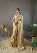 Awe-inspiring Beige Color Soft Silk Saree