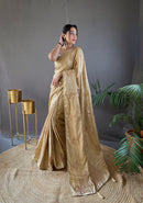 Awe-inspiring Beige Color Soft Silk Saree