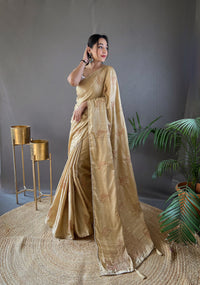 Awe-inspiring Beige Color Soft Silk Saree