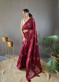 Serene Red Color Soft Silk Saree