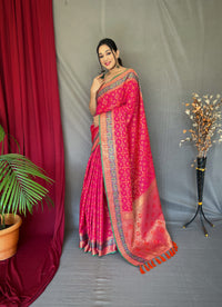 Regal Pink Color Bandhej Patola Saree