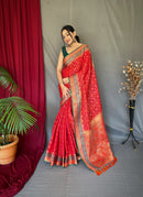 Opulent Red Color Bandhej Patola Saree