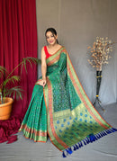 Alluring Green Color Bandhej Patola Saree