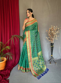 Alluring Green Color Bandhej Patola Saree