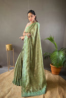 Captivating Green Color Soft Silk Saree