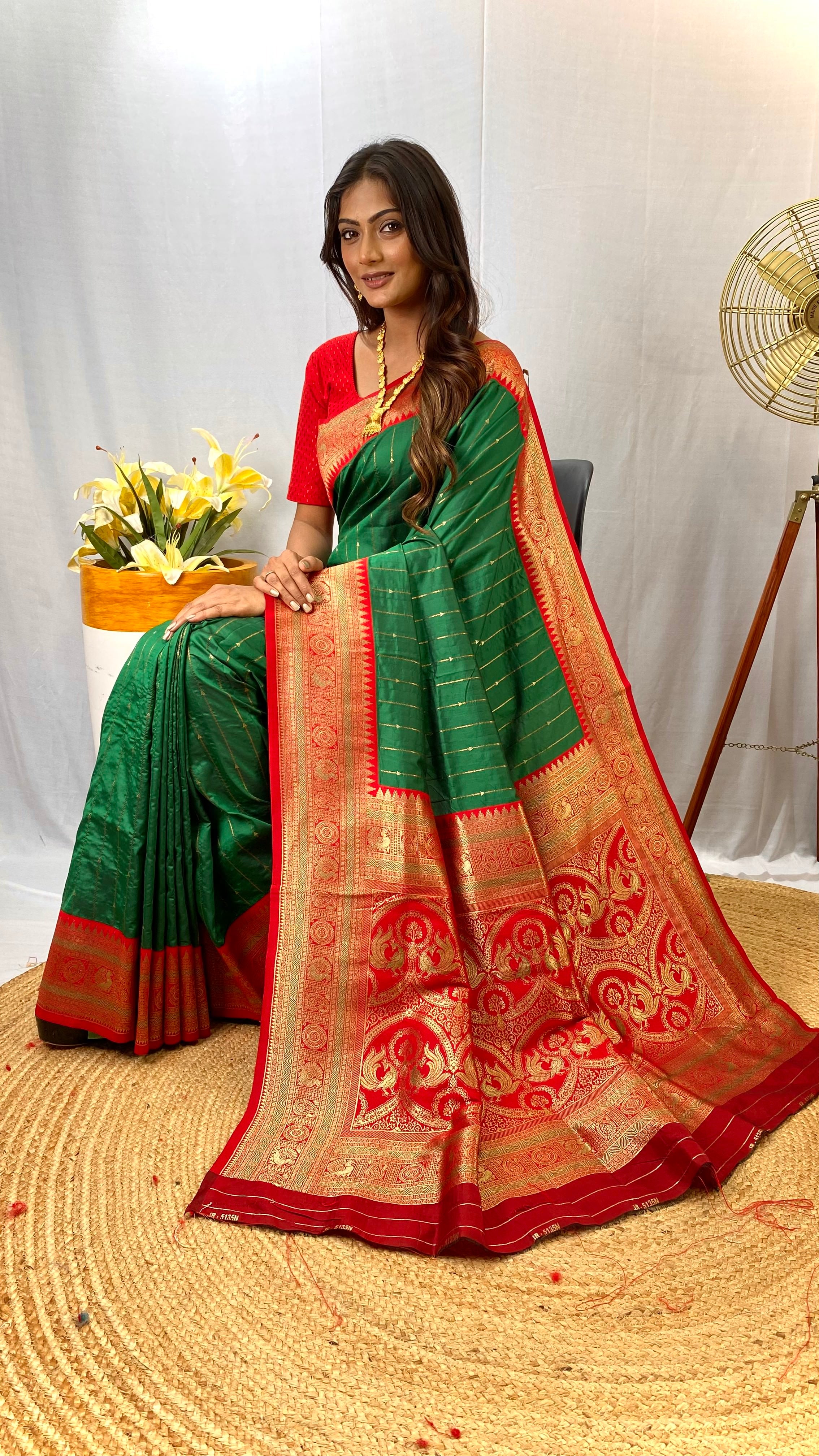 Alluring Green Color Paithani Silk Saree with Kanchipuram Touch