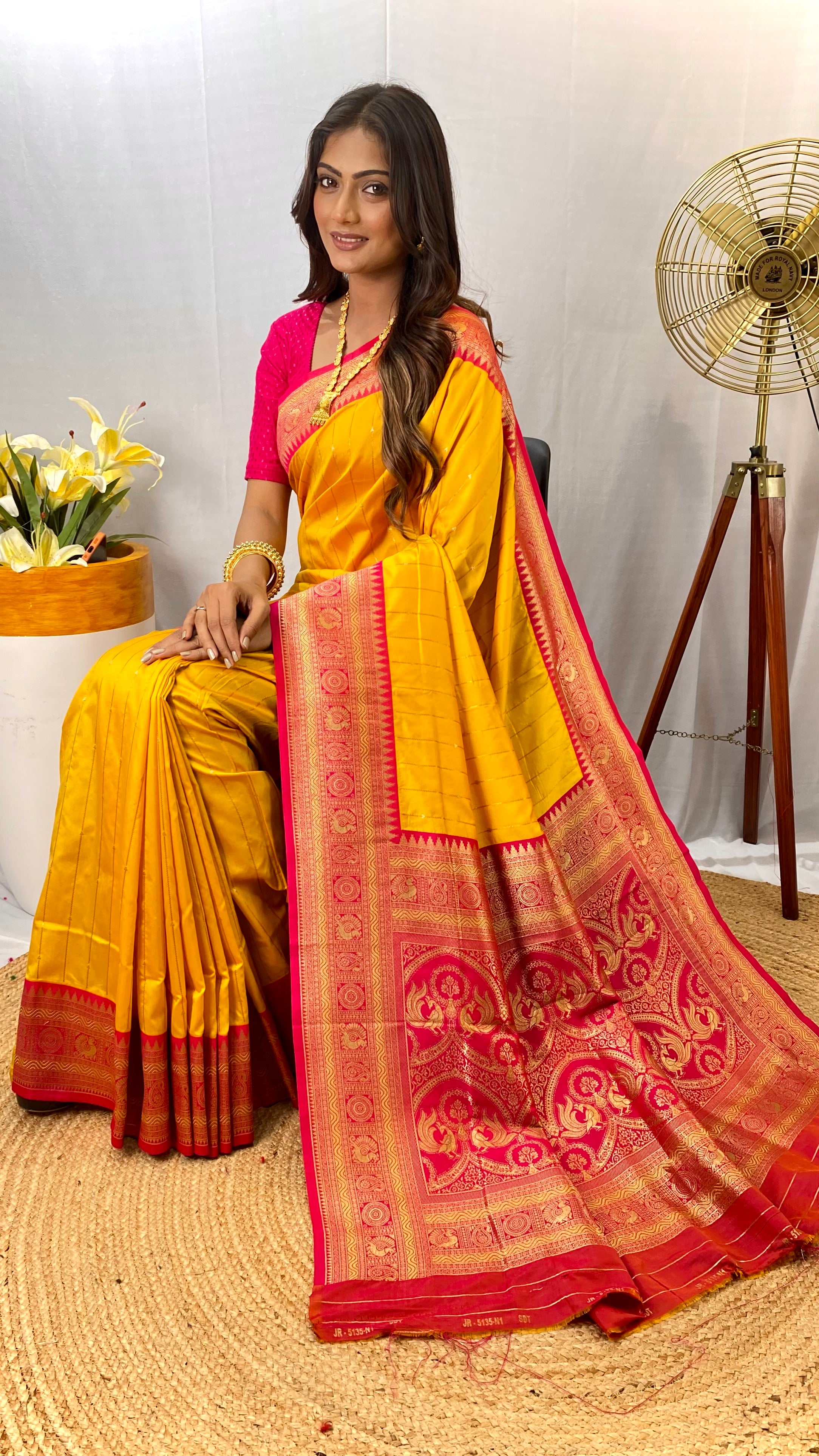 Captivating Yellow Color Paithani Silk Saree with Kanchipuram Touch