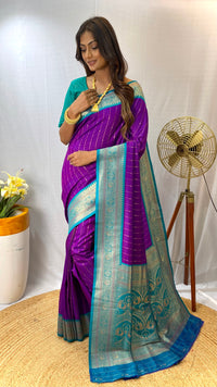 Mesmerizing Purple Color Paithani Silk Saree with Kanchipuram Touch