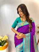 Mesmerizing Purple Color Paithani Silk Saree with Kanchipuram Touch