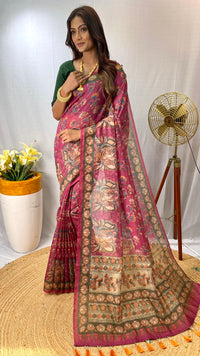 Alluring Wine Color Chanderi Cotton Saree