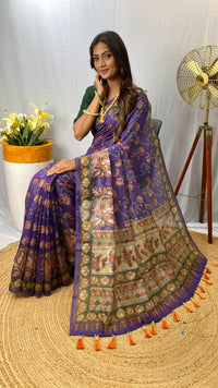 Majestic Purple Color Chanderi Cotton Saree