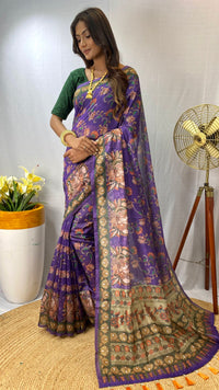 Majestic Purple Color Chanderi Cotton Saree