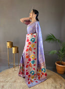 Graceful Lavender Color Paithani Silk Saree