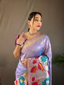 Graceful Lavender Color Paithani Silk Saree