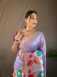 Graceful Lavender Color Paithani Silk Saree