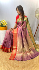 Dazzling Lavender Color Soft Silk Saree with Deer Motifs