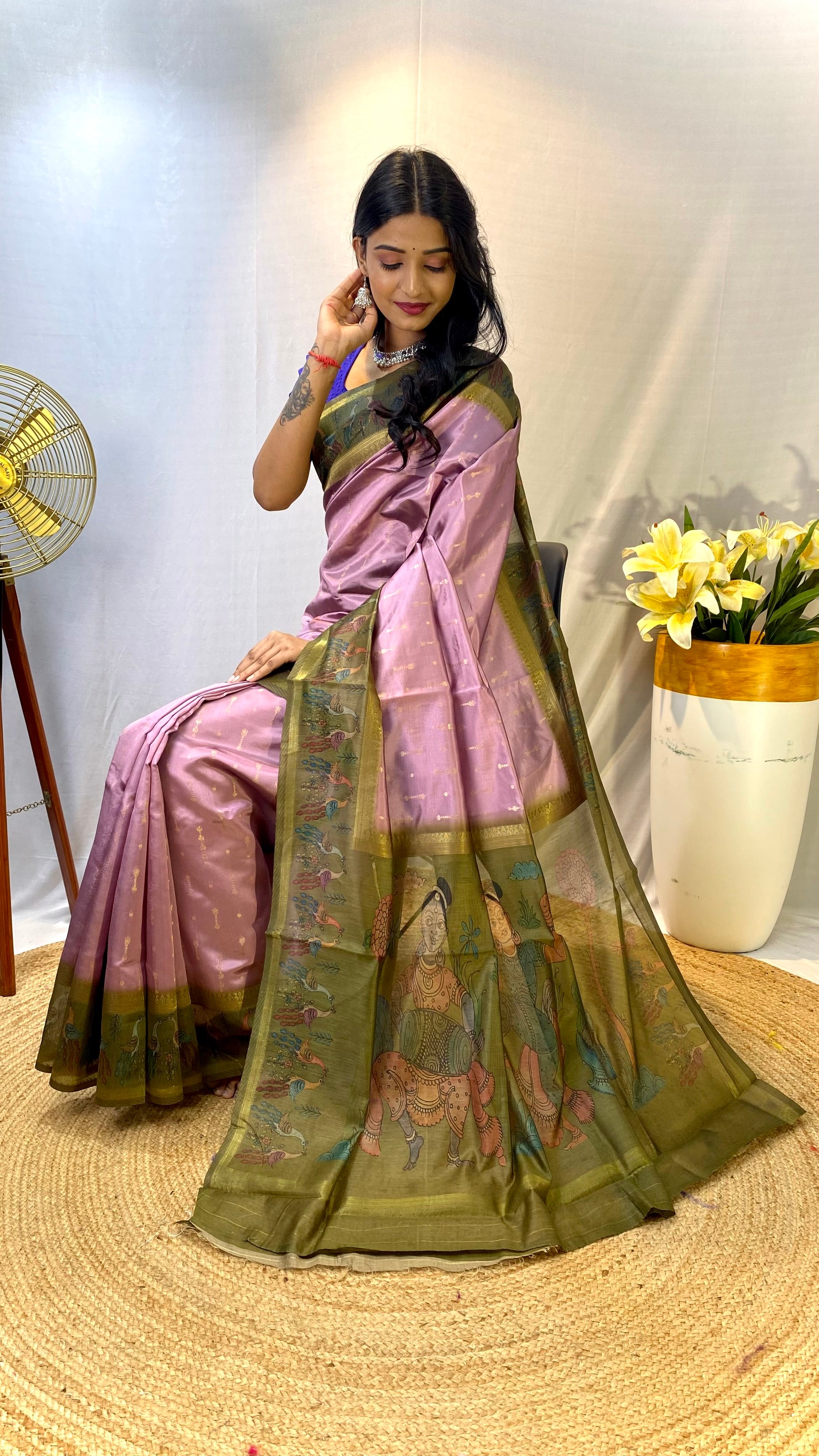 Alluring Lavender Color Chanderi Silk Saree