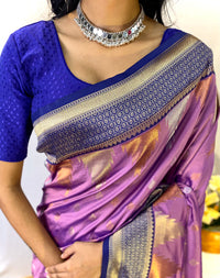 Exotic Lavender Color Kanchipuram Semi Silk Saree