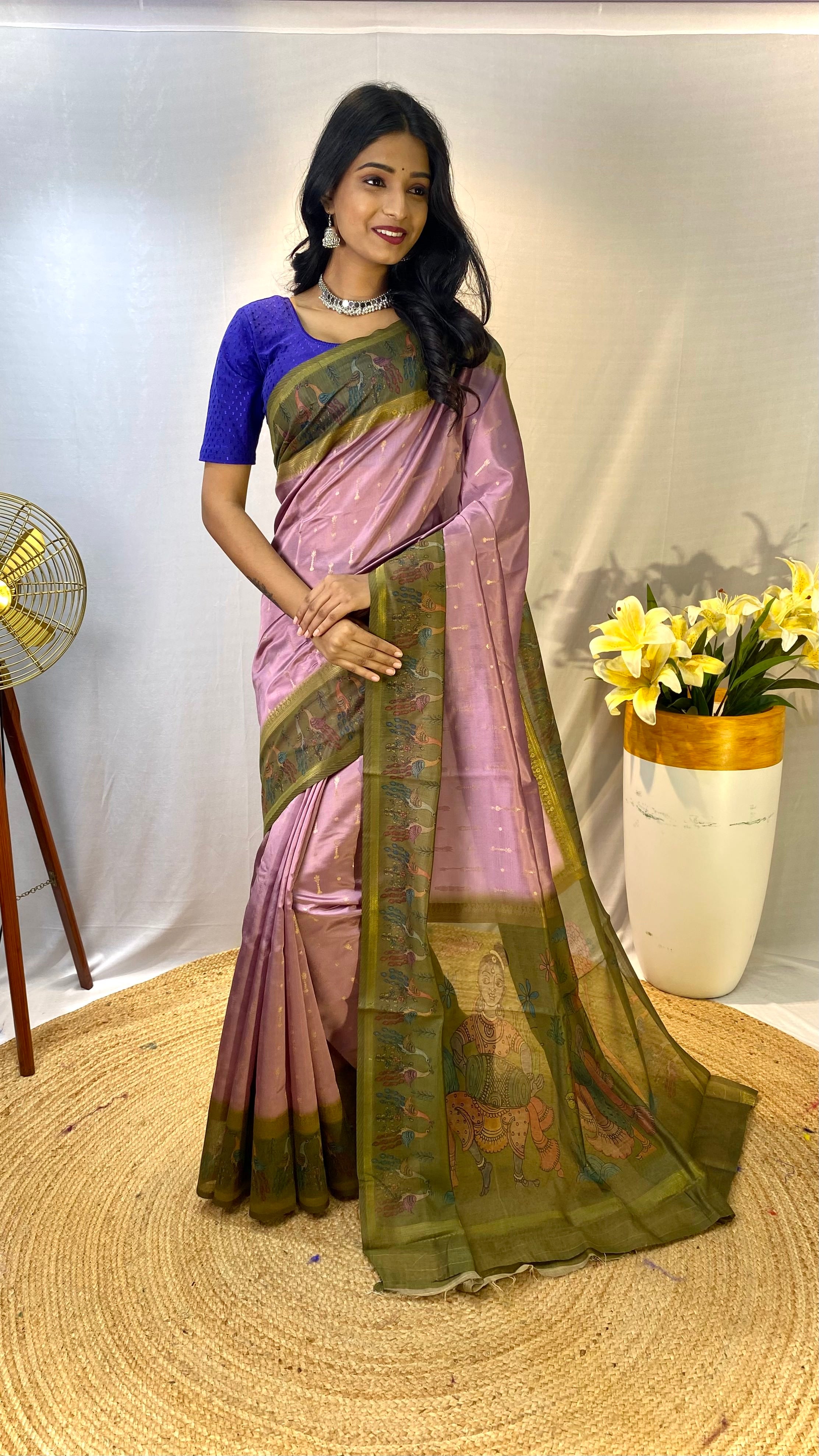 Alluring Lavender Color Chanderi Silk Saree