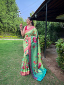 Mesmerizing Light Green Color Paithani Silk Saree