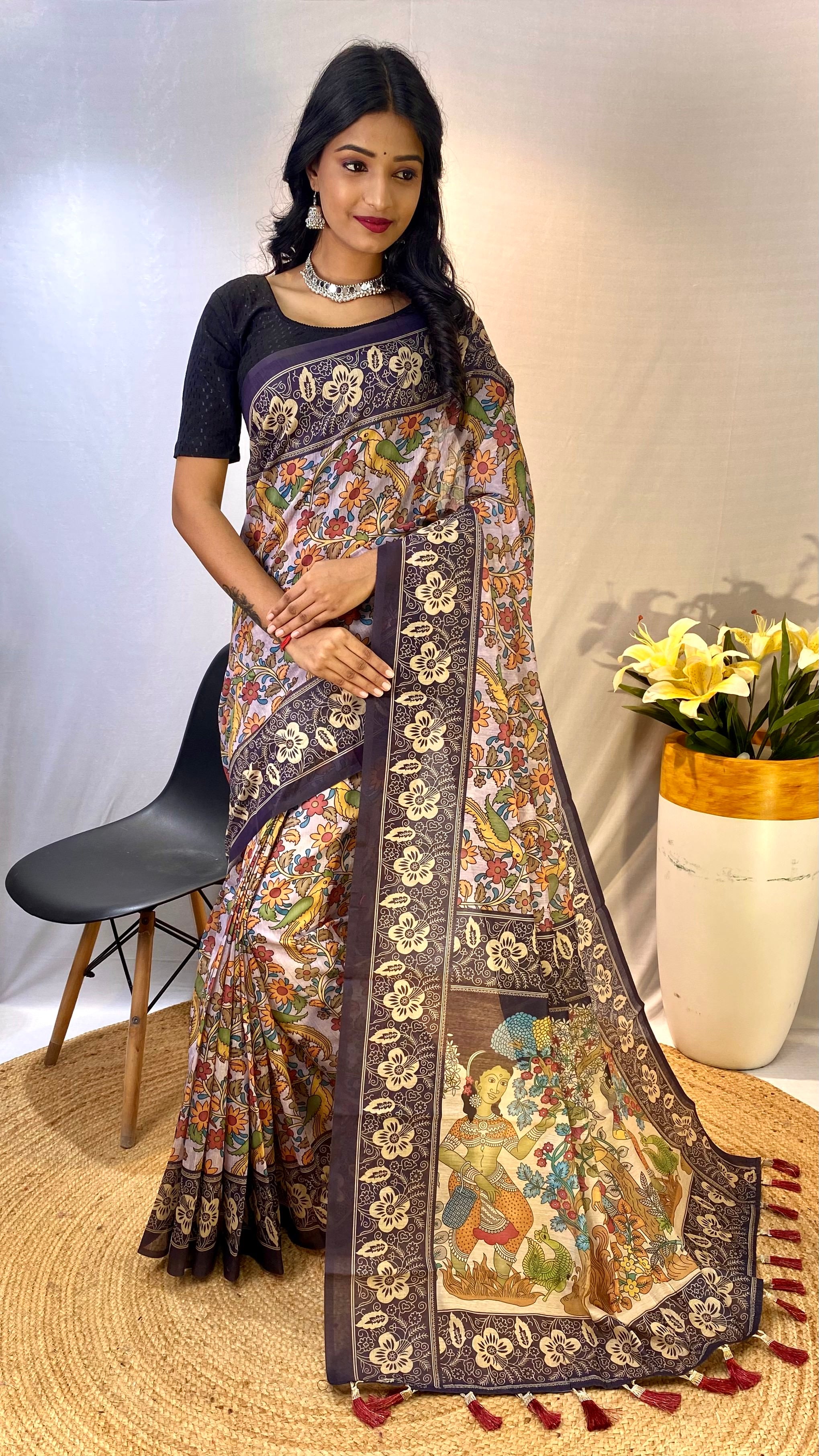 Breathtaking Lavender Color Chanderi Cotton Saree